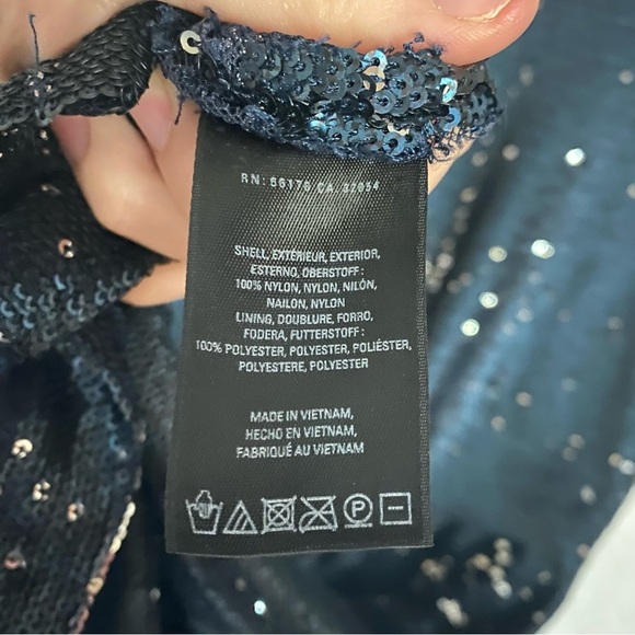 Anthropologie Moulinette Soeurs Interstellar Sequin Dress Blue Sz Small Shift - Picture 12 of 12
